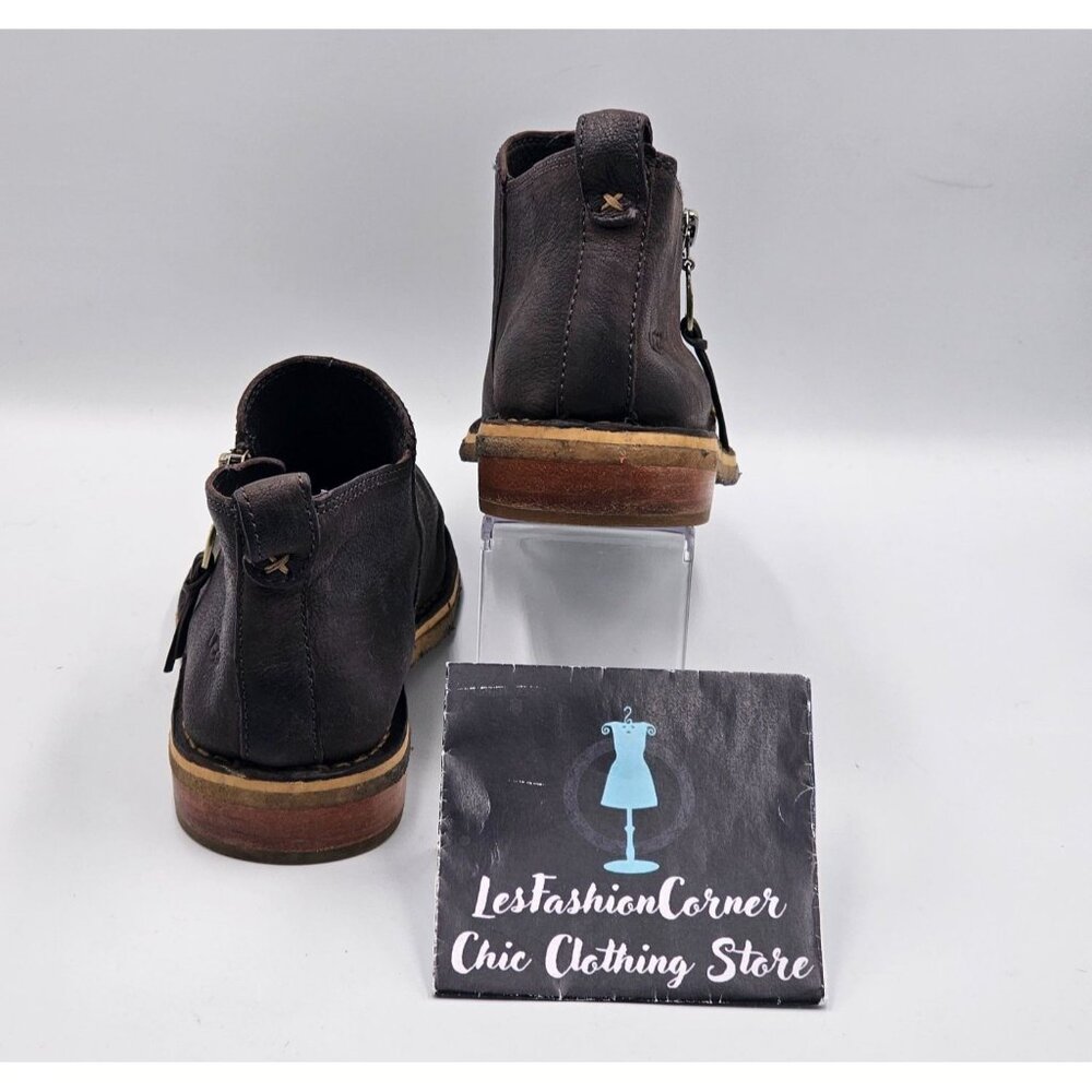 UGG Women's Dark Brown Leather Clementine Shearling Leather Ankle Boot Sz 7 2953 - Picture 5 of 16